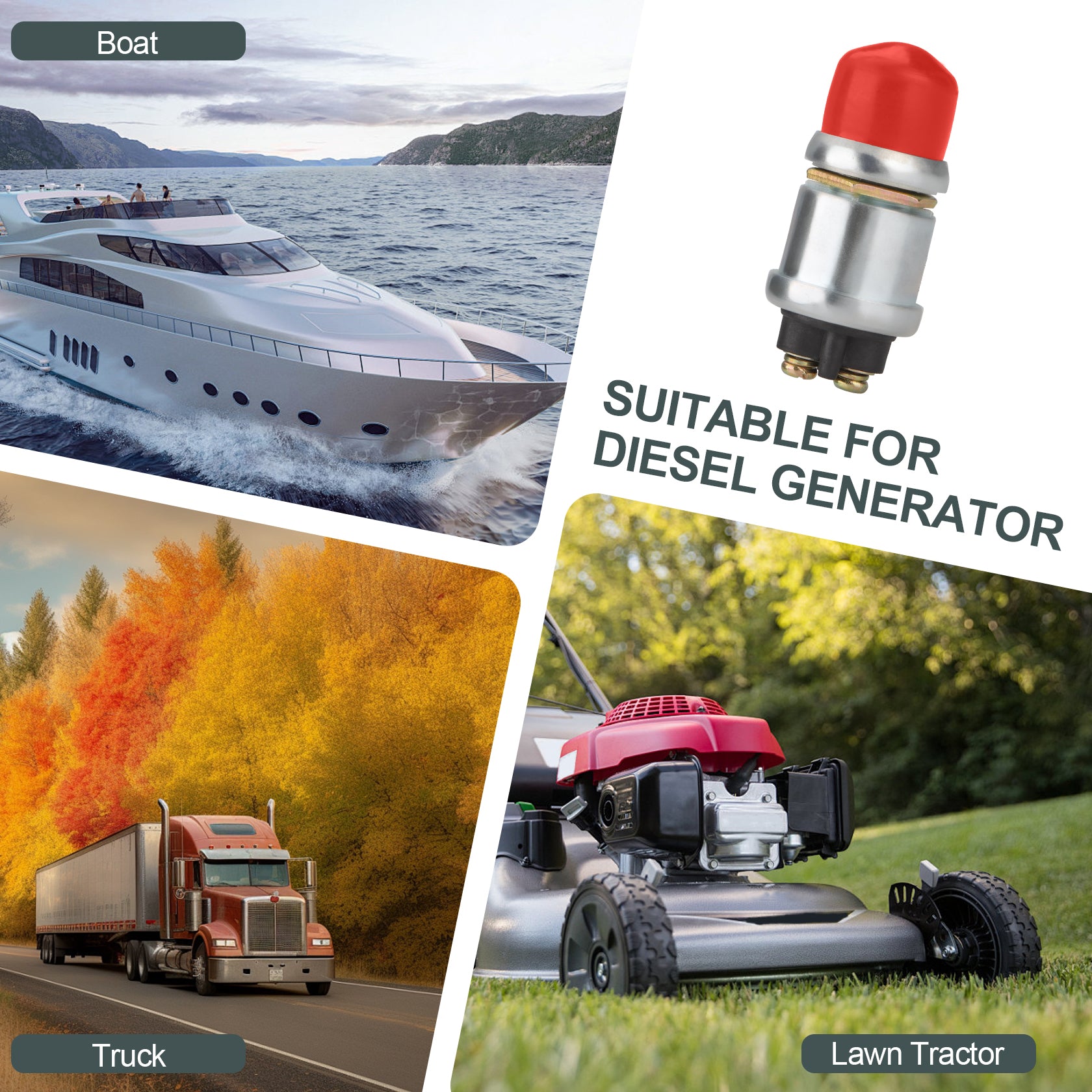 Weasch Push Button Starter Switch, 12V / 24V 50A, Waterproof Push Button Switch, for Car Marine Boat Truck Tractor Engine-7