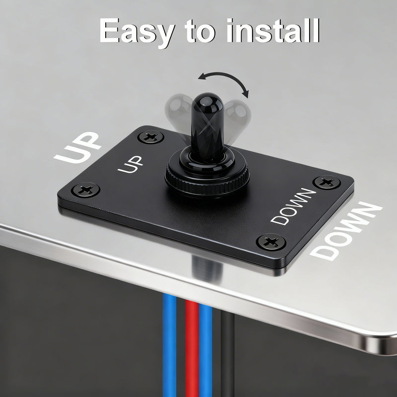 Weasch Reverse Polarity Toggle Switch, 12V 30A, DPDT Momentary (ON)-Off-(ON) Toggle Switch, with Up Down Mounting Panel 3 Position 4Pin Wired-3