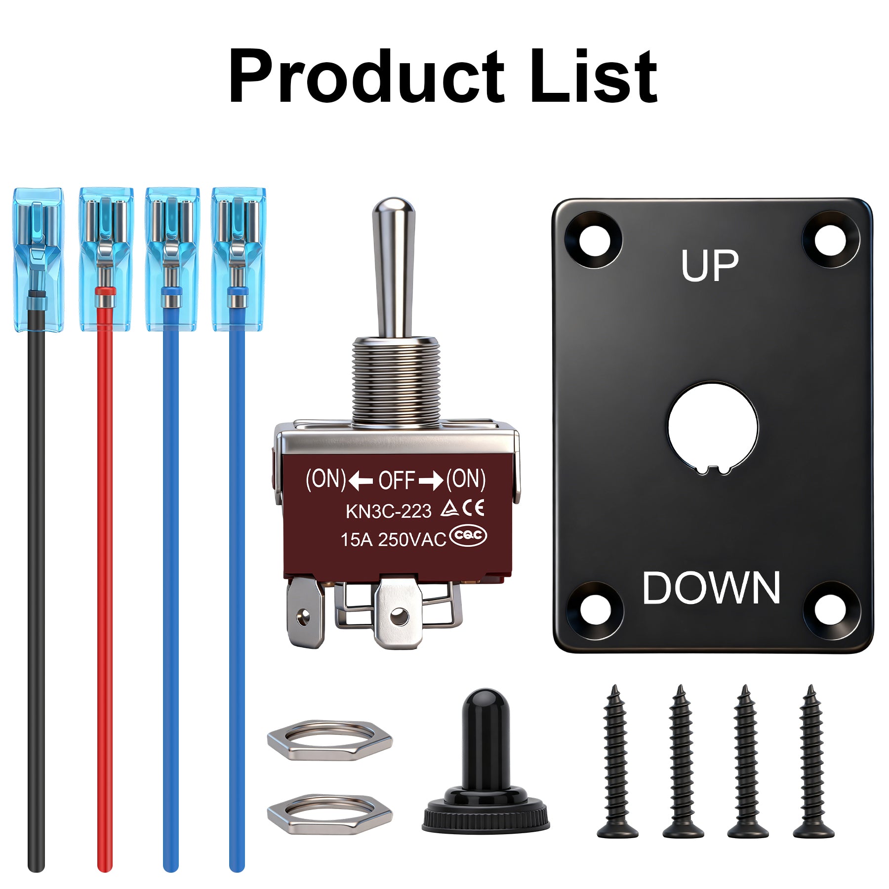 Weasch Reverse Polarity Toggle Switch, 12V 30A, DPDT Momentary (ON)-Off-(ON) Toggle Switch, with Up Down Mounting Panel 3 Position 4Pin Wired-4