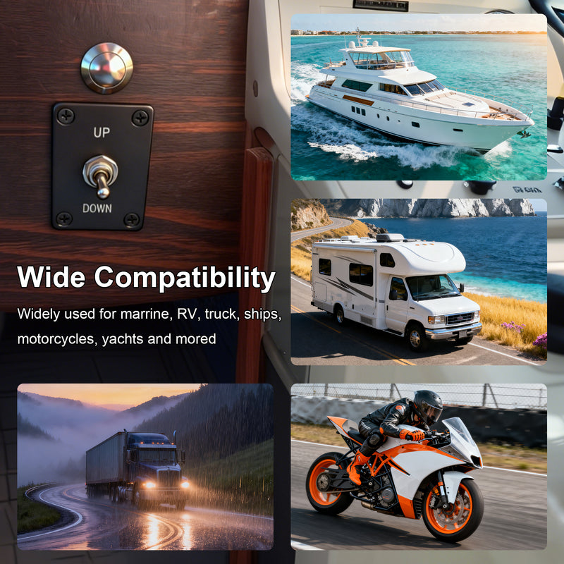 Weasch Reverse Polarity Toggle Switch, 12V 30A, DPDT Momentary (ON)-Off-(ON) Toggle Switch, with Up Down Mounting Panel 3 Position 4Pin Wired-8