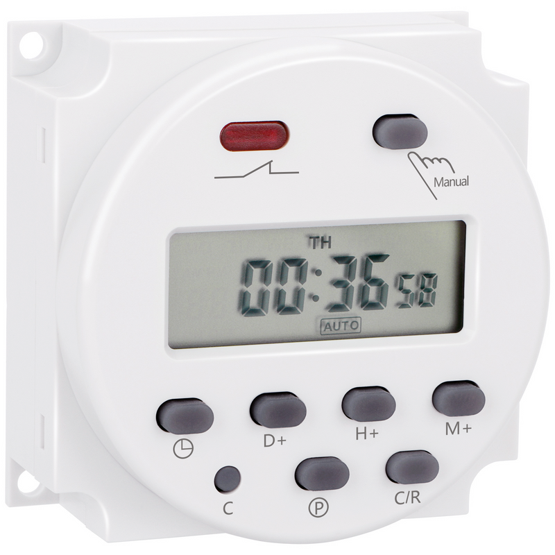 Weasch Timer Switch, CN101A, DC/AC 12V 16Amp, Digital LCD Power Programmable Timer Time Relay Switch, Supports 28 Scheduled Times Daily or Weekly-1