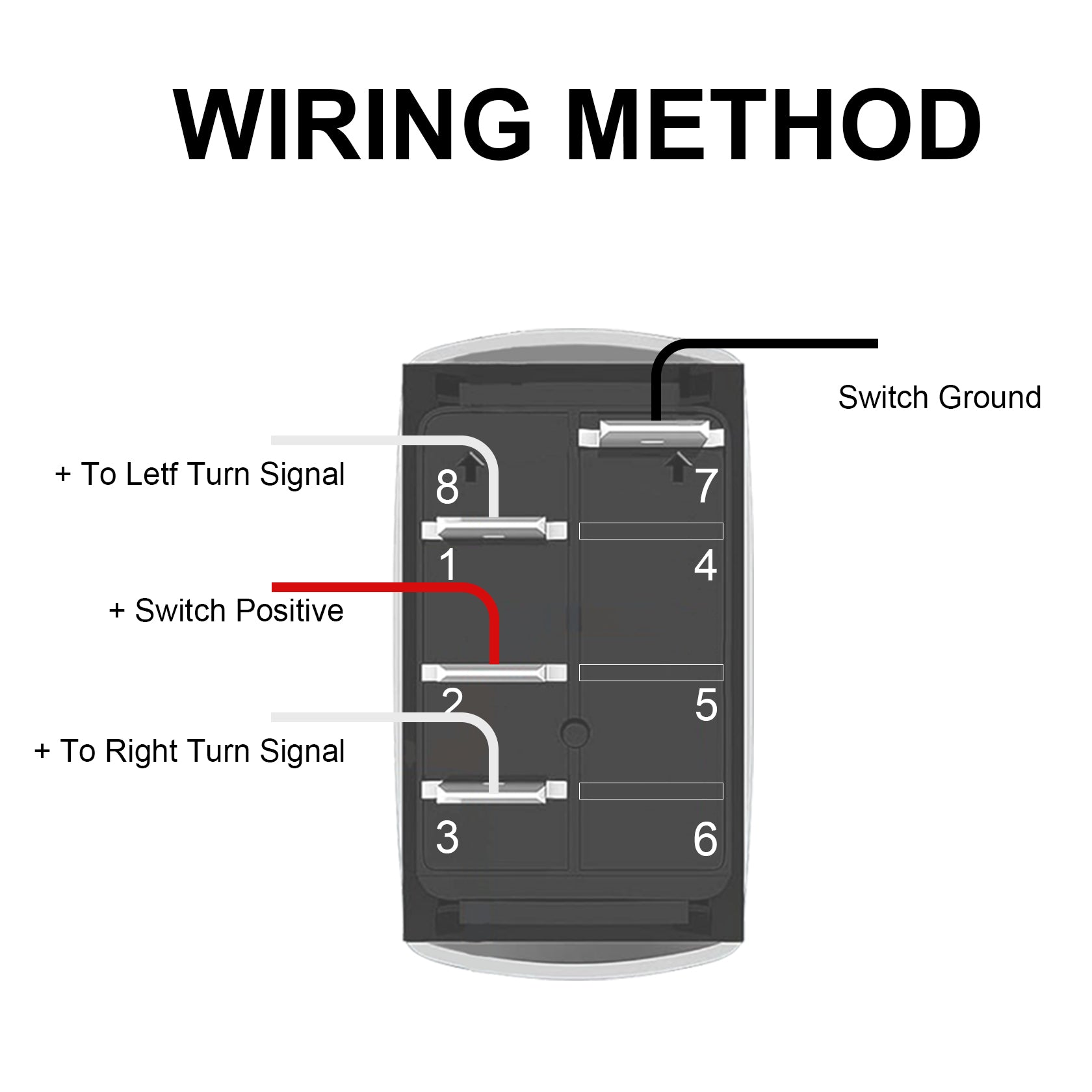 Weasch Turn Signal Switch, 4Pin ON-Off-ON, 12V 20A 24V 10A, Laser Etched SPDT Toggle Rocker Switche, with Jumper Wires for Car Boat Truck Trailer, Blue