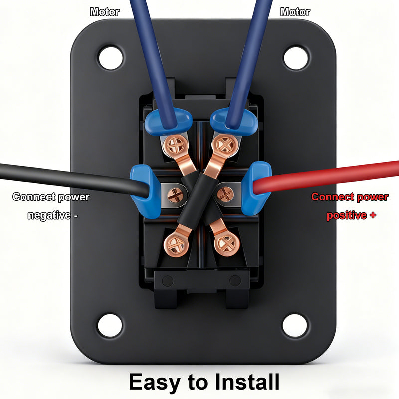Weasch UP Down Momentary Reverse Polarity Switch, 12V 30A DPDT, Polarity Reversing Rocker Switch with Mounting Plate, for RV PowerJack 5th Wheel Tongue Trailer stabilizer Awning Lift Motor Control-3