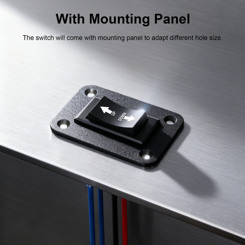 Weasch UP Down Momentary Reverse Polarity Switch, 12V 30A DPDT, Polarity Reversing Rocker Switch with Mounting Plate, for RV PowerJack 5th Wheel Tongue Trailer stabilizer Awning Lift Motor Control-7