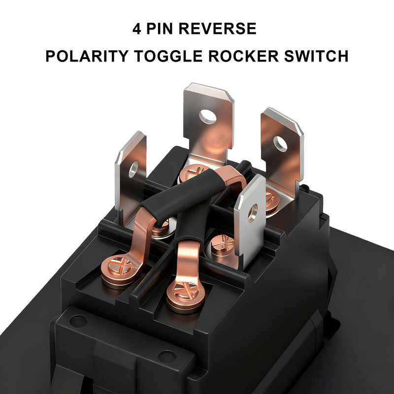 Weasch UP Down Momentary Reverse Polarity Switch, 12V 30A DPDT, Polarity Reversing Rocker Switch with Mounting Plate, for RV PowerJack 5th Wheel Tongue Trailer stabilizer Awning Lift Motor Control-4