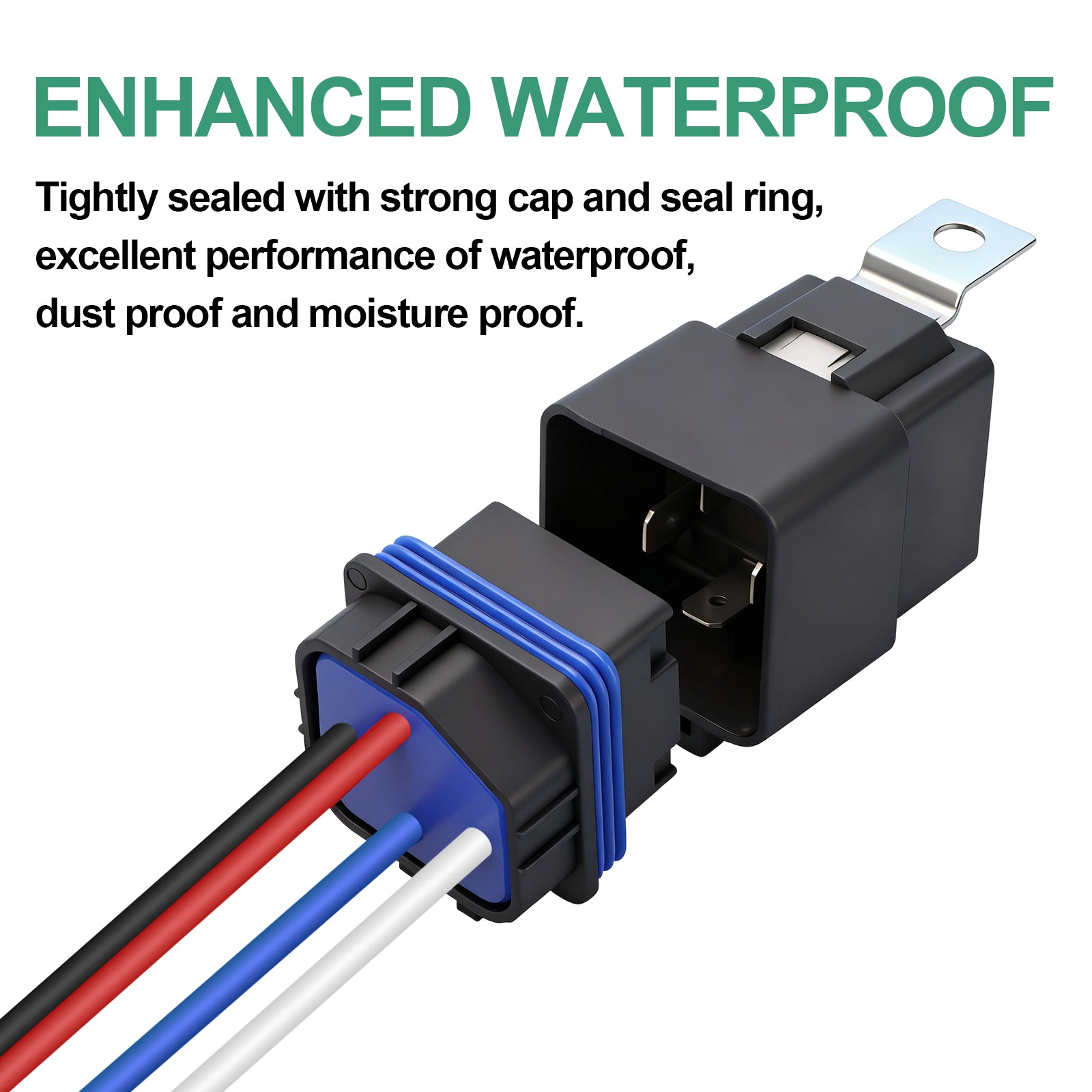 Weasch Waterproof Relay Kit, 24V 40A, 4 Pin SPST, Heavy Duty 14 AWG Tinned Copper Wires Automotive Relay and Harness Set for Automotive Car Marine Boat-9