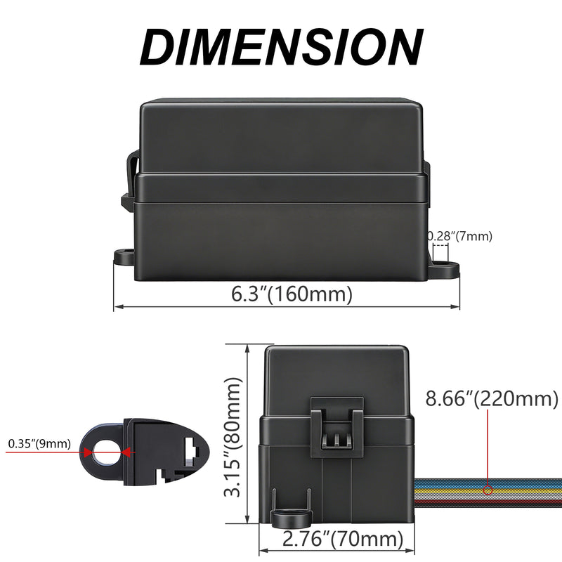 Weasch 12V 12 Way Automotive Fuse and Relay Box, 4 Relays and 12 ATC/ATO Blade Fuses, 40Amp Pre-Wired Fuse Relay Box for Cars Truck Marine Boat Jeep-6