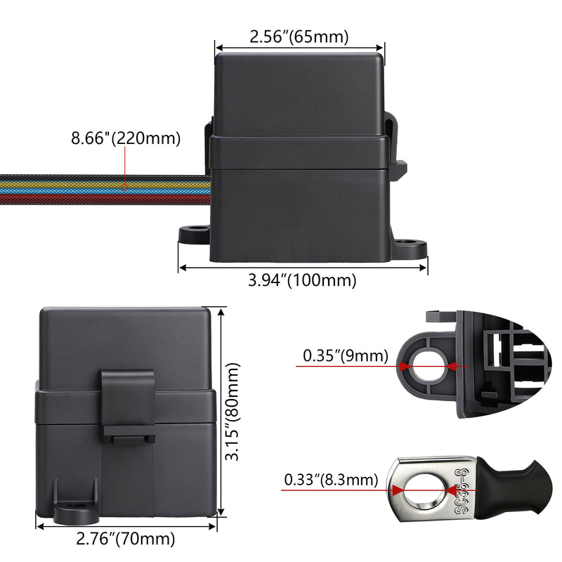 Weasch 12V Pre-Wired Fuse Relay Box, 4-Pin 40A Relay Block and Kit, 2 Relays and 6 ATC/ATO Blade Fuses, for Cars Truck Marine Boat Jeep-6