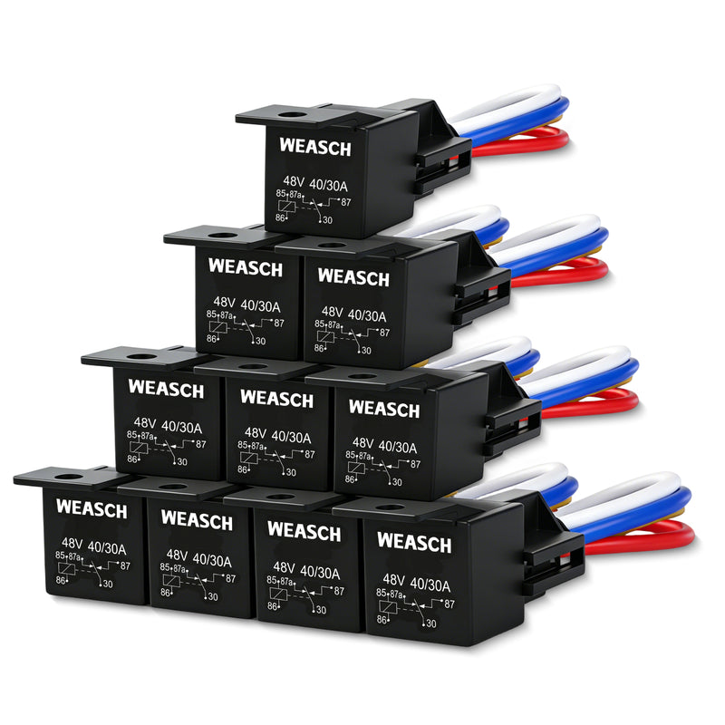 Weasch 48V 40/30A Car Relay Harness, 5 Pin SPDT, 12AWG Harness Sockets, Automotive Switches and Starters, for Automotive Truck Van Motorcycle Boat-2