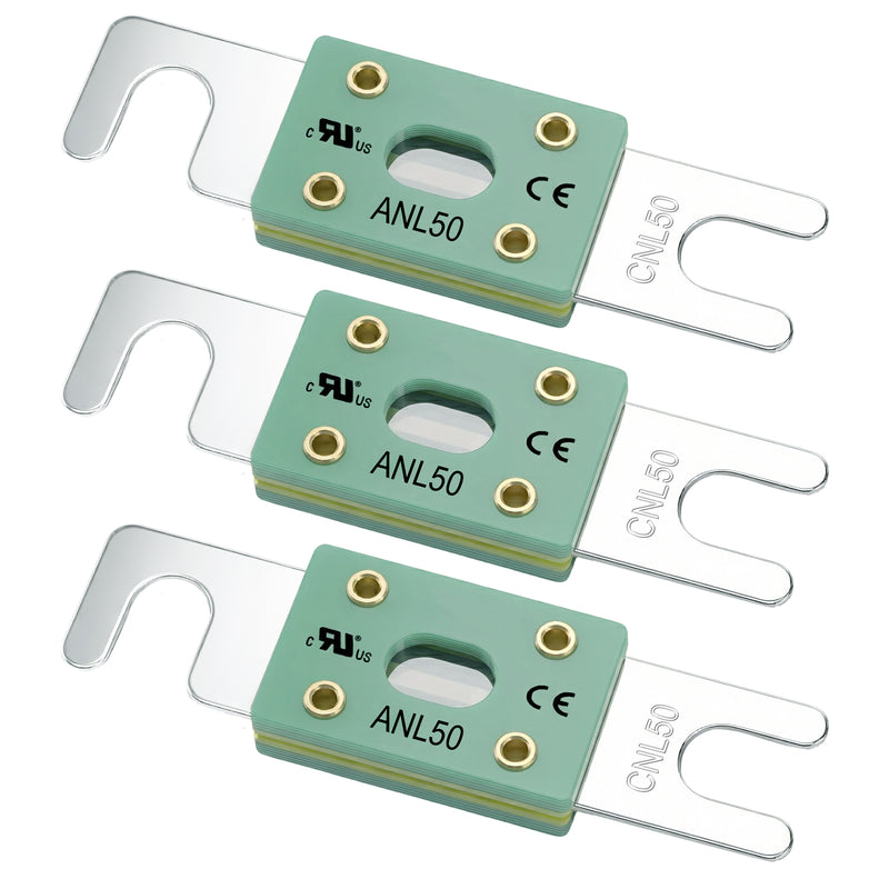 Weasch 35-800Amp ANL Fuse, UL Recognized Component, Heavy Duty 80V DC, High-Temp Fiberglass Body Nickel-Plated Premium Brass for Battery Energy Storage, RV, Marine, Car, High-end Audio, 3 Pack-10