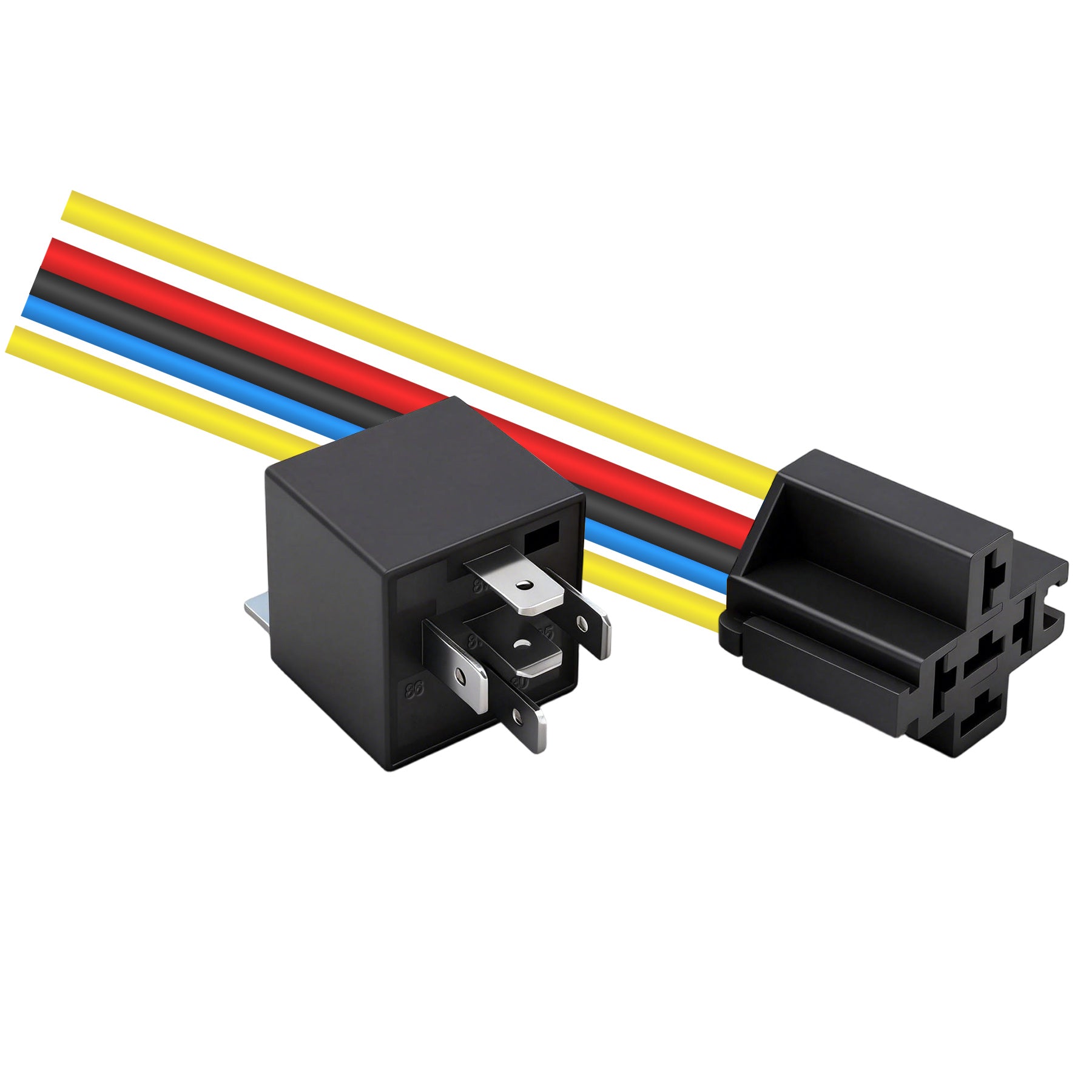 Weasch JD1914 Car Relay Kits, 12V 40A, SPDT 5Pin, 40A Automotive Relay, Automotive Switches and Starters, with Interlocking Relay Socket and Wiring Harness-4