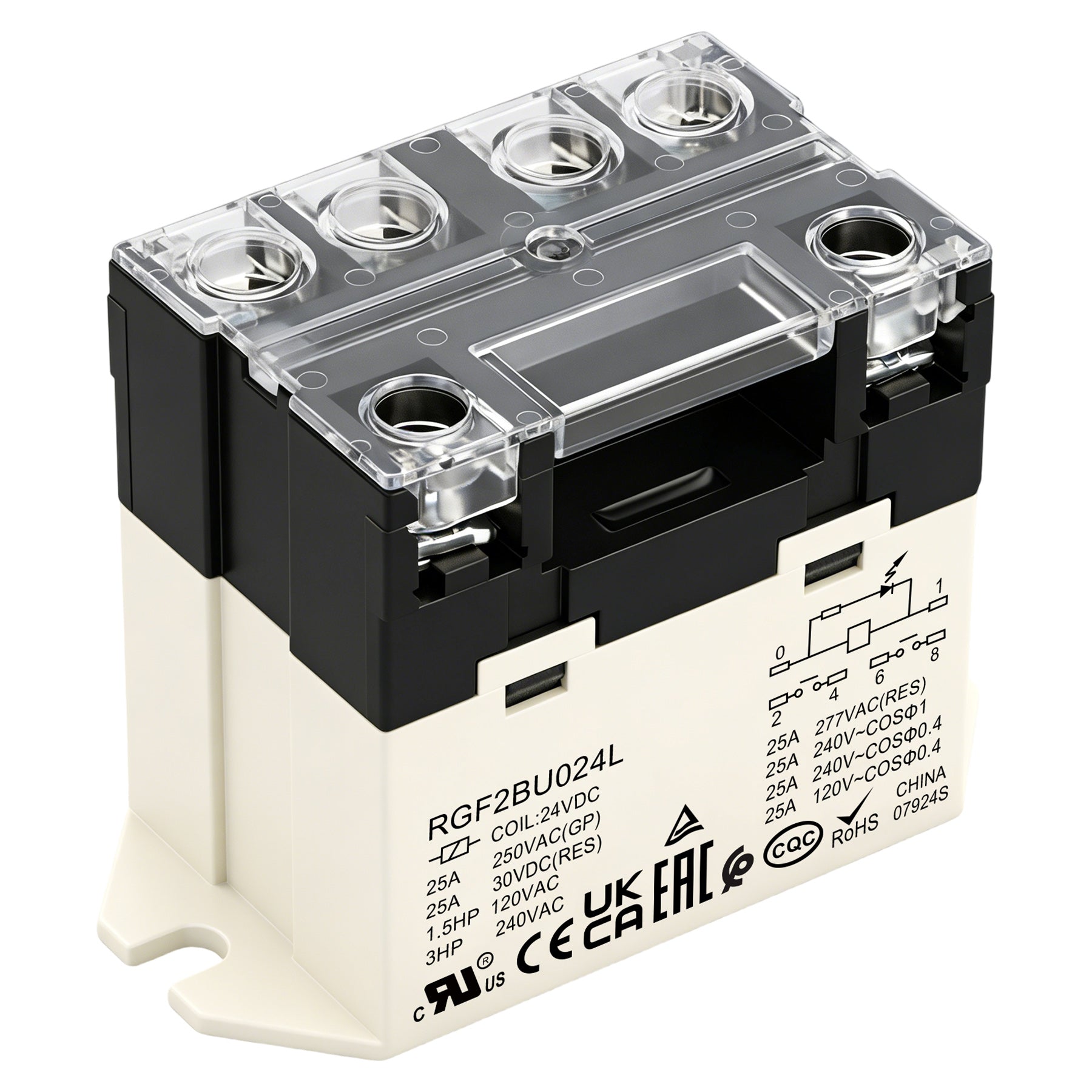Weasch General Purpose Relay, RGF2BU, 25A AC 12-240V DC 12-24V Coil Voltage, 6Pin Double Pole Single Throw Normally Open Contacts, with LED Indicator Light and Protection Cover