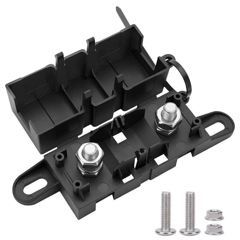 Weasch Heavy Duty MEGA/ANM Fuse Holder, 500A 32V DC / 220V AC Bolt-Down MEGA ANM Fuse Block with Protective Cover, M8 Studs & Interlocking Pins for Automotive Battery Alternator-1