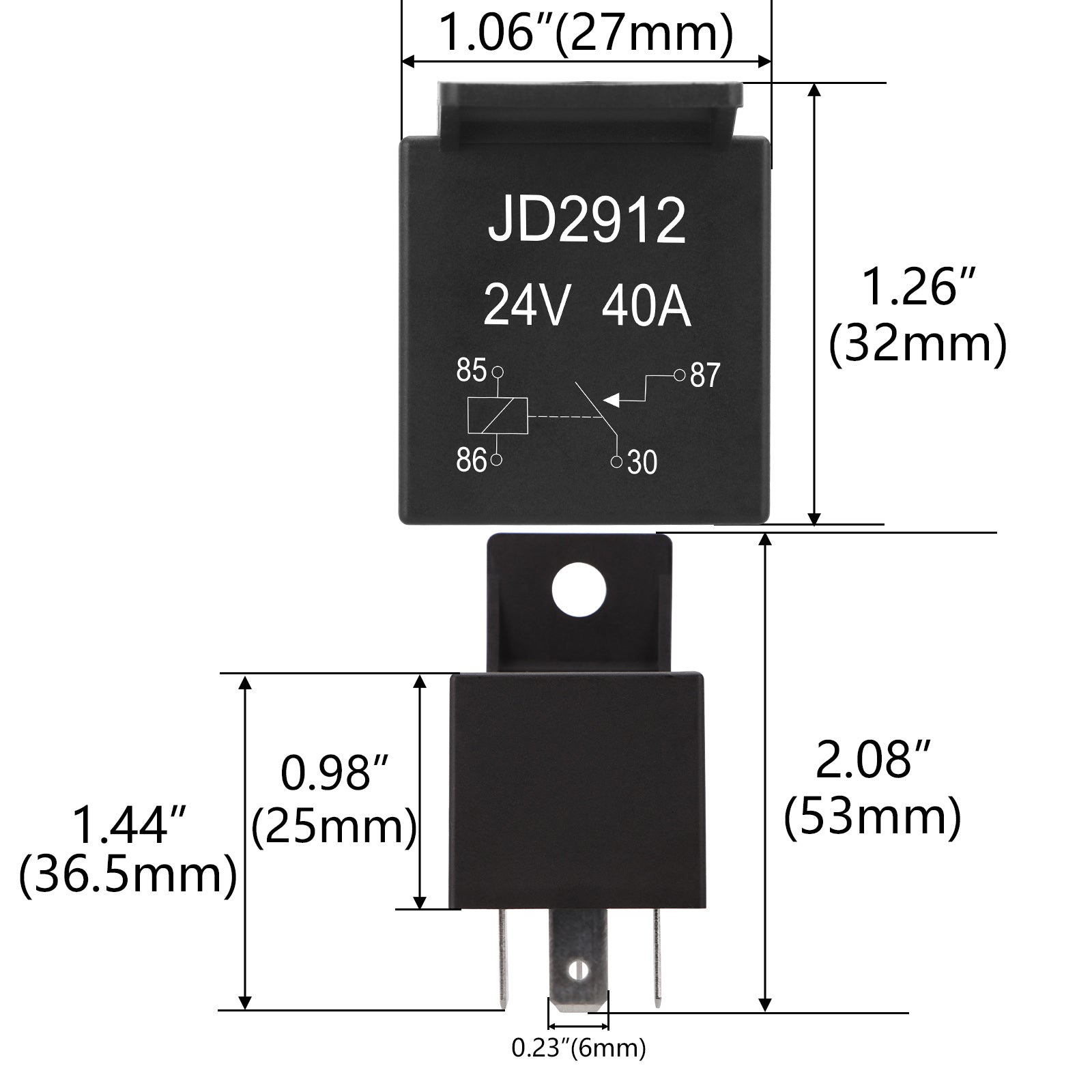 Weasch JD2914 Car Relay, 24V 40A, 5 Pin SPDT, Automotive Switches and Starters, Waterproof Relay for Boat Tractor Truck Motorcycle-5