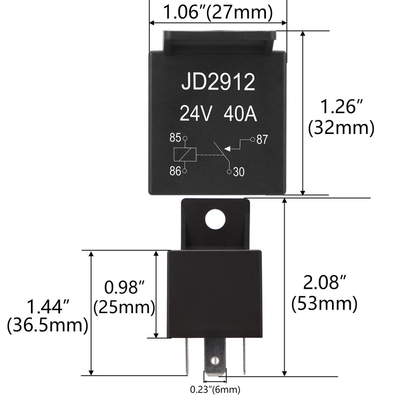 Weasch JD2914 Car Relay, 24V 40A, 5 Pin SPDT, Automotive Switches and Starters, Waterproof Relay for Boat Tractor Truck Motorcycle-5