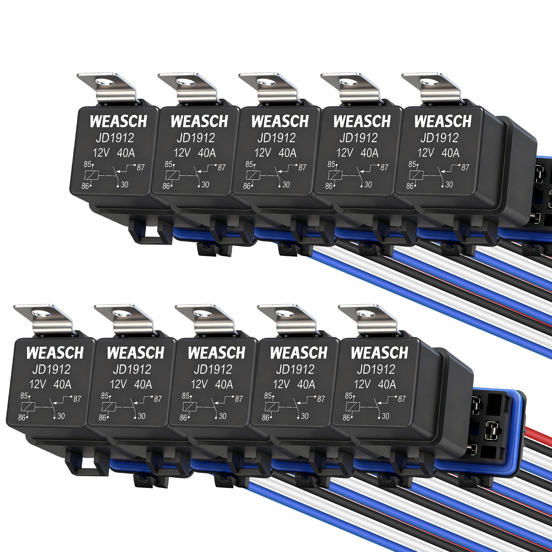 Weasch 12V 40A Waterproof Relay Kit, 4 Pin SPST, Heavy Duty 14 AWG Tinned Copper Wires Automotive Relay and Harness Set for Automotive Car Marine Boat-3