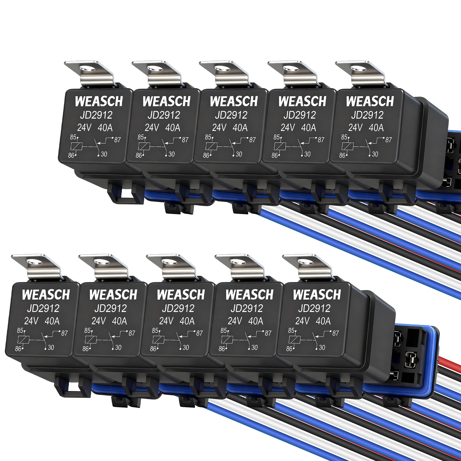 Weasch Waterproof Relay Kit, 24V 40A, 4 Pin SPST, Heavy Duty 14 AWG Tinned Copper Wires Automotive Relay and Harness Set for Automotive Car Marine Boat-3