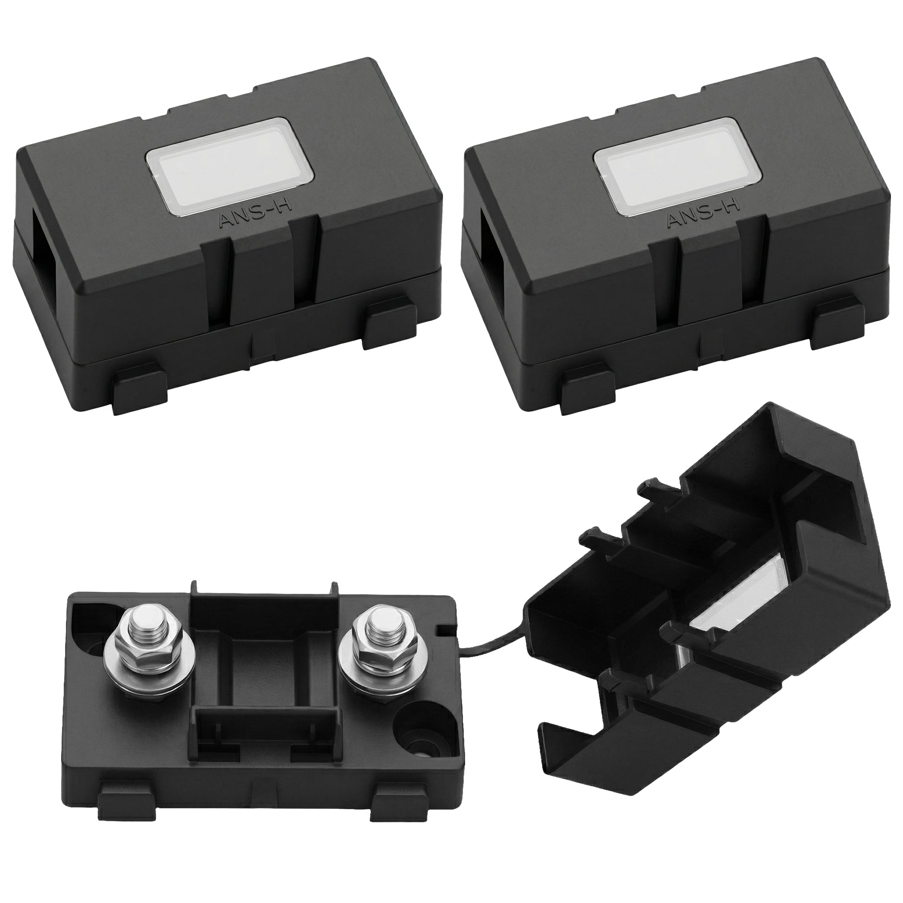 Weasch Midi/ANS Fuse Holder, Interlocking Bolt-on Auto Fuse Block, 100A 32V DC Rated, 304 Stainless Steel Contacts, V-0 Flame Retardant Base for Car RV Boat Truck, 3 Pack-1