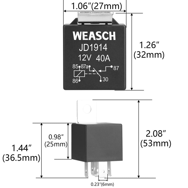 Weasch JD1914 Car Relay, 12V 40/30A, 5 Pin SPDT, Automotive Switches and Starters, Waterproof Relay for Boat Tractor Truck Motorcycle-5
