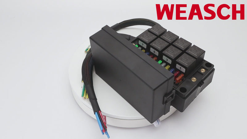Weasch 12V 12 Way Automotive Fuse and Relay Box, 8 Relays and 12 ATC/ATO Blade Fuses, Pre-Wired Fuse Relay Box for Cars Truck Marine Boat Jeep-2