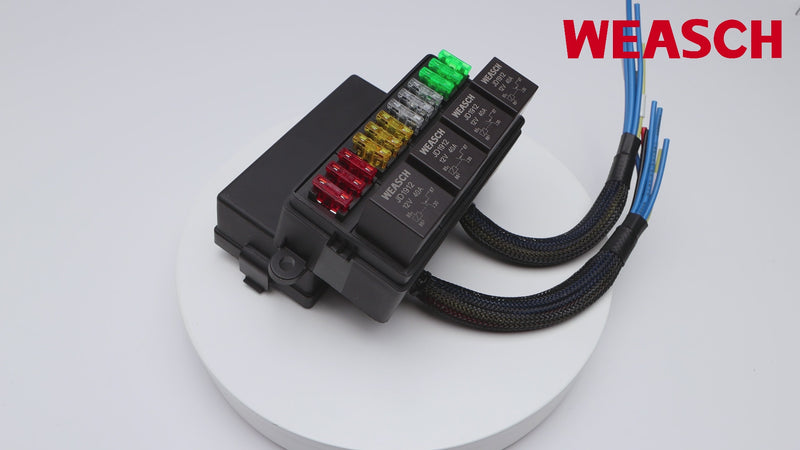 Weasch 12V 12 Way Automotive Fuse and Relay Box, 4 Relays and 12 ATC/ATO Blade Fuses, 40Amp Pre-Wired Fuse Relay Box for Cars Truck Marine Boat Jeep-2